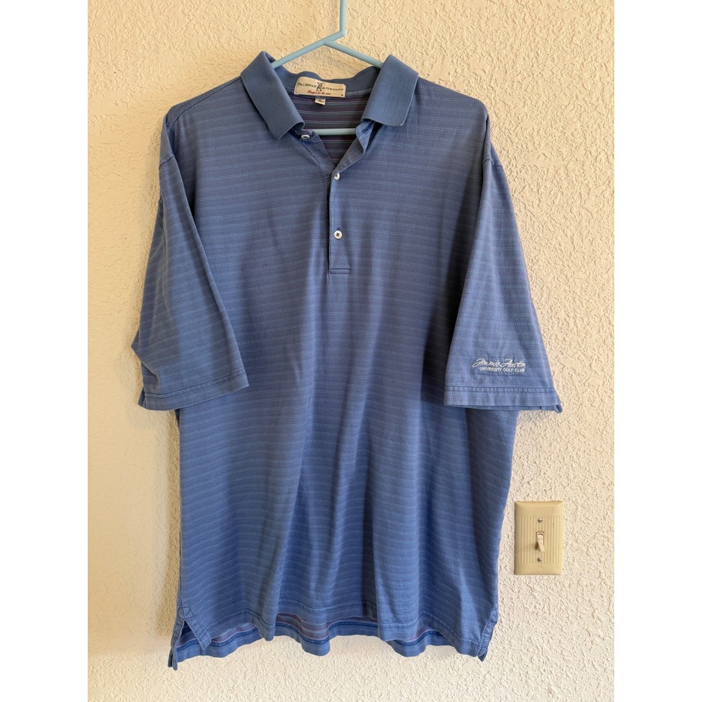 Fairway Greene Men XL Blue Striped Polo Jimmie Austin University Golf Club Shirt
